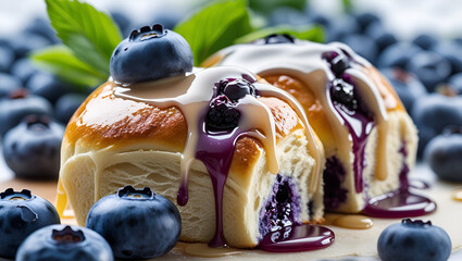 Sweet Blueberry Pastry with Creamy Glaze