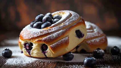Mouthwatering Blueberry Pastries with Powdered Sugar