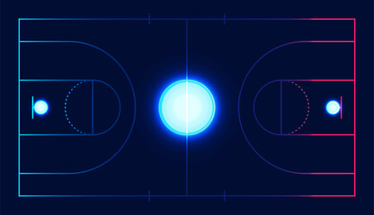 Fototapeta premium Basketball court top view, Basketball court line