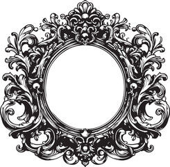 Ornate Hand Drawn Sketch of a Vintage Mirror with Intricate Frame silhouette vector