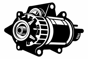 starter motor line art silhouette vector illustration