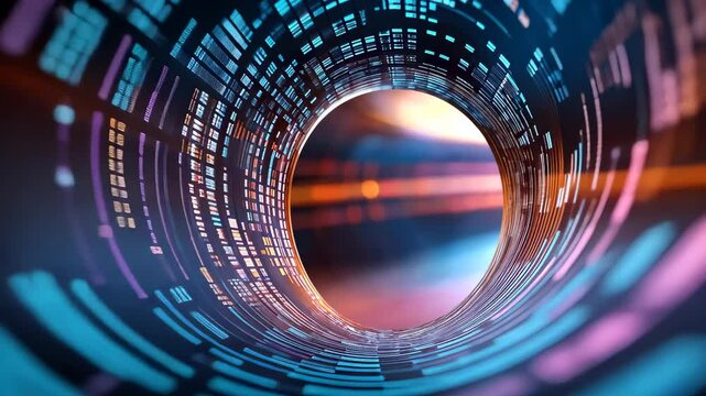 Futuristic Digital Data Tunnel