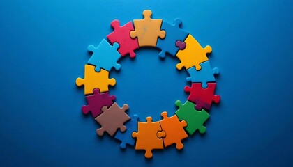 Connected Puzzle Pieces Creating a Circular Shape, Building a More Inclusive World