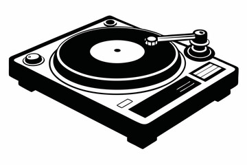 turntable line art silhouette vector illustration