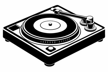 turntable line art silhouette vector illustration
