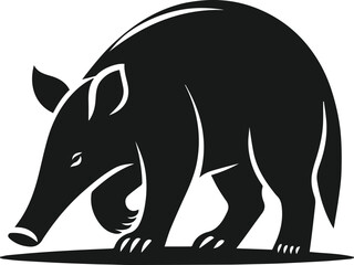 Aardvark walking cautiously with head lowered animal silhouette vector