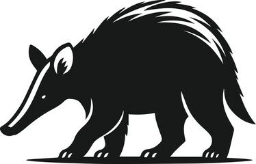 Aardvark walking cautiously with head lowered animal silhouette vector