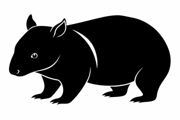wombat line art silhouette vector illustration