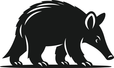 Aardvark walking cautiously with head lowered animal silhouette vector
