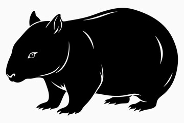 wombat line art silhouette vector illustration