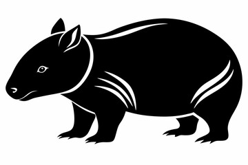wombat line art silhouette vector illustration