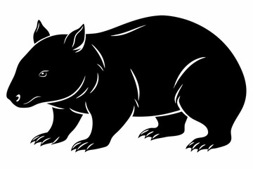 wombat line art silhouette vector illustration