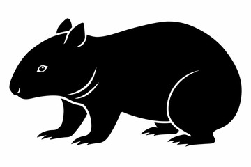 wombat line art silhouette vector illustration