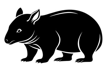wombat line art silhouette vector illustration