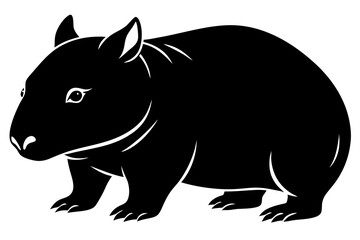wombat line art silhouette vector illustration
