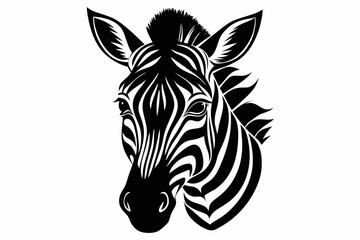 zebra head line art silhouette vector illustration