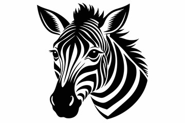 zebra head line art silhouette vector illustration