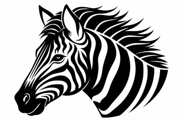 zebra head line art silhouette vector illustration