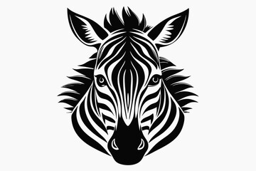 zebra head line art silhouette vector illustration