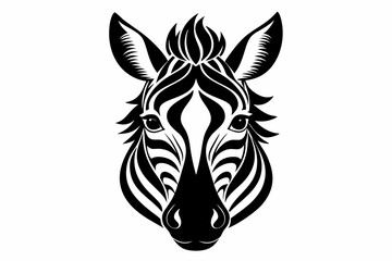 zebra head line art silhouette vector illustration