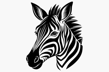 zebra head line art silhouette vector illustration