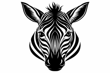 zebra head line art silhouette vector illustration