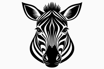 zebra head line art silhouette vector illustration