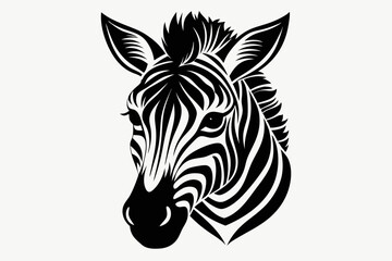 zebra head line art silhouette vector illustration