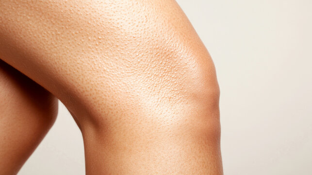 Capturing the intricate detail of goose bumps on a woman's skin, revealing a physiological response to cold or fear. Highlighting the texture and anatomy of human body reactions