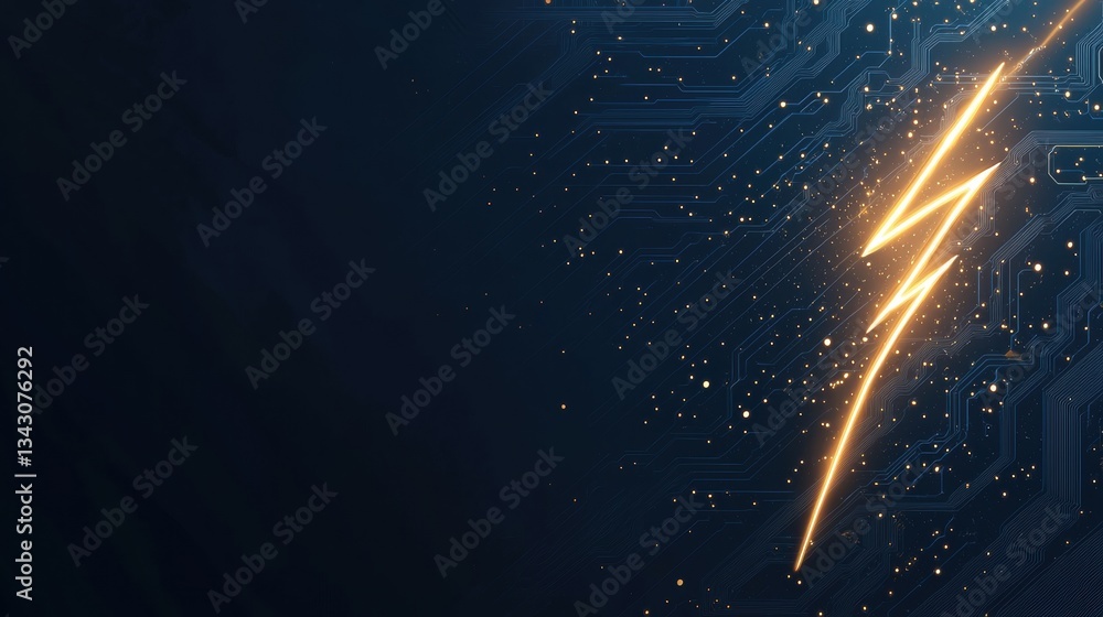 Poster lightning bolt integrated into circuit boards a futuristic circuit board with integrated lightning b
