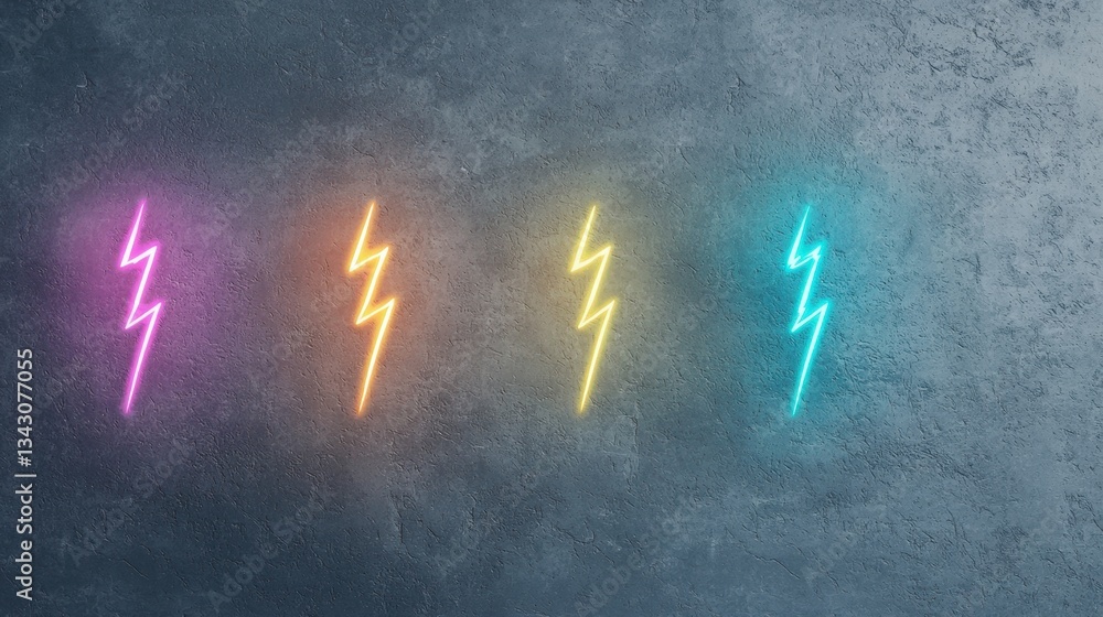 Poster lightning bolt symbol a series of lightning bolt symbols in different styles and colors, suitable fo