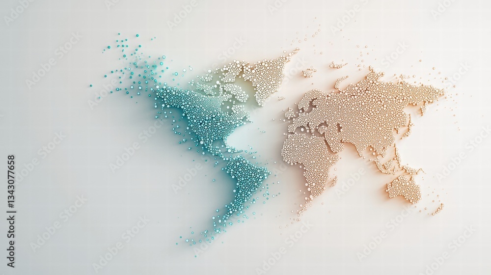 Aufkleber digital tech inspired world map a world map with digital overlays and augmented reality elements, re