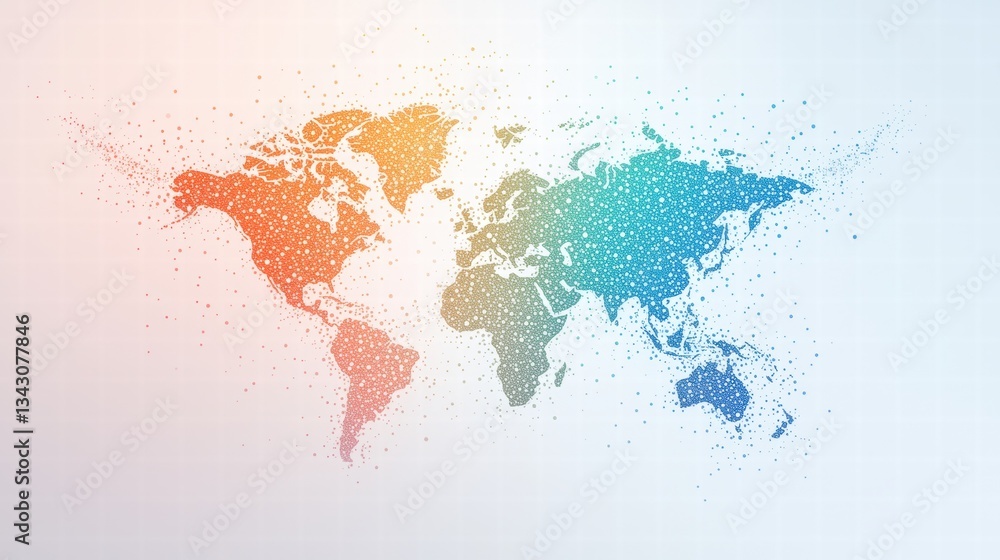 Aufkleber dotted world map a dotted world map with interactive features, allowing users to explore data points