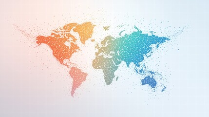 Obraz premium Dotted World Map A dotted world map with interactive features, allowing users to explore data points and access detailed information about specific regions.