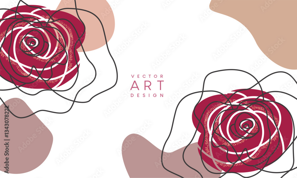 Aufkleber art vector design. vector art design text with flower art line element in creative abstract backgrou