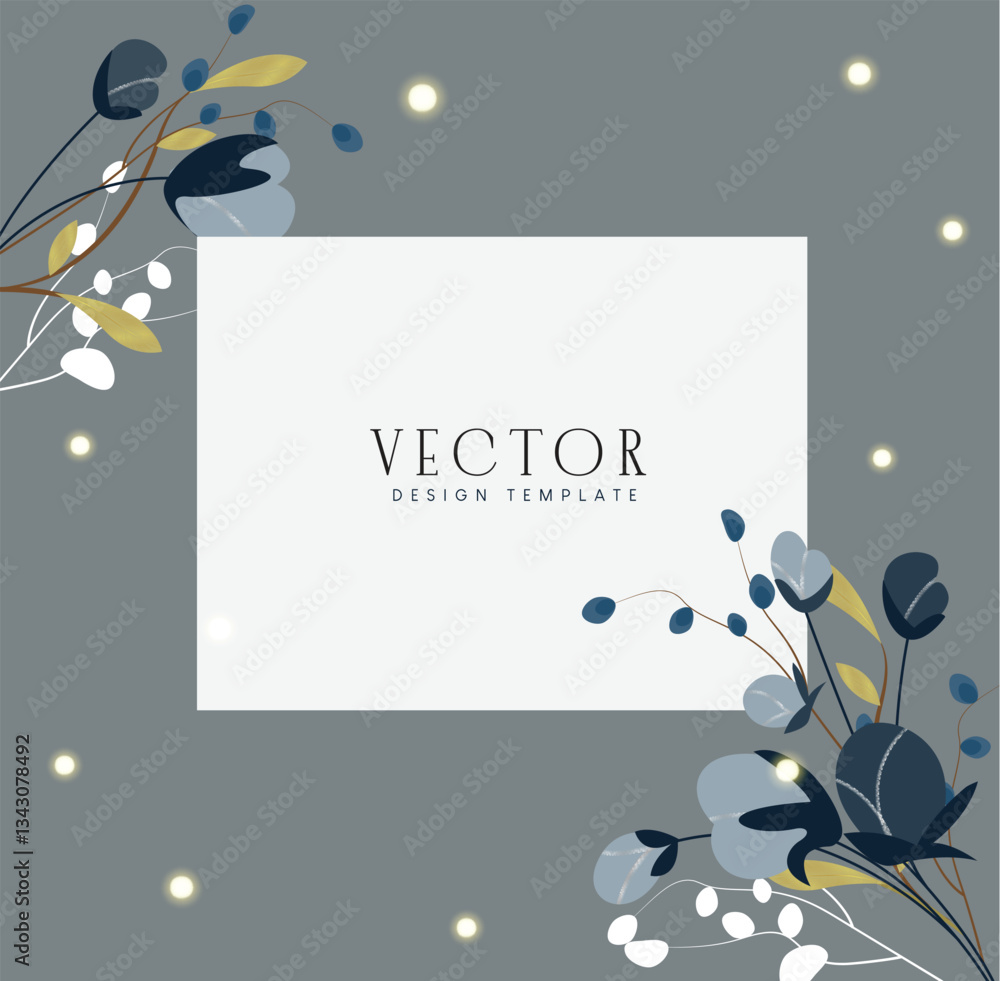 Poster vector design template. vector design template text in white empty space with flower art element. ve