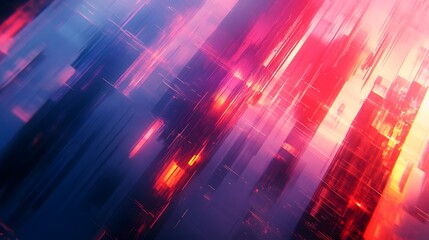 Abstract digital art featuring streaks of red and purple colors