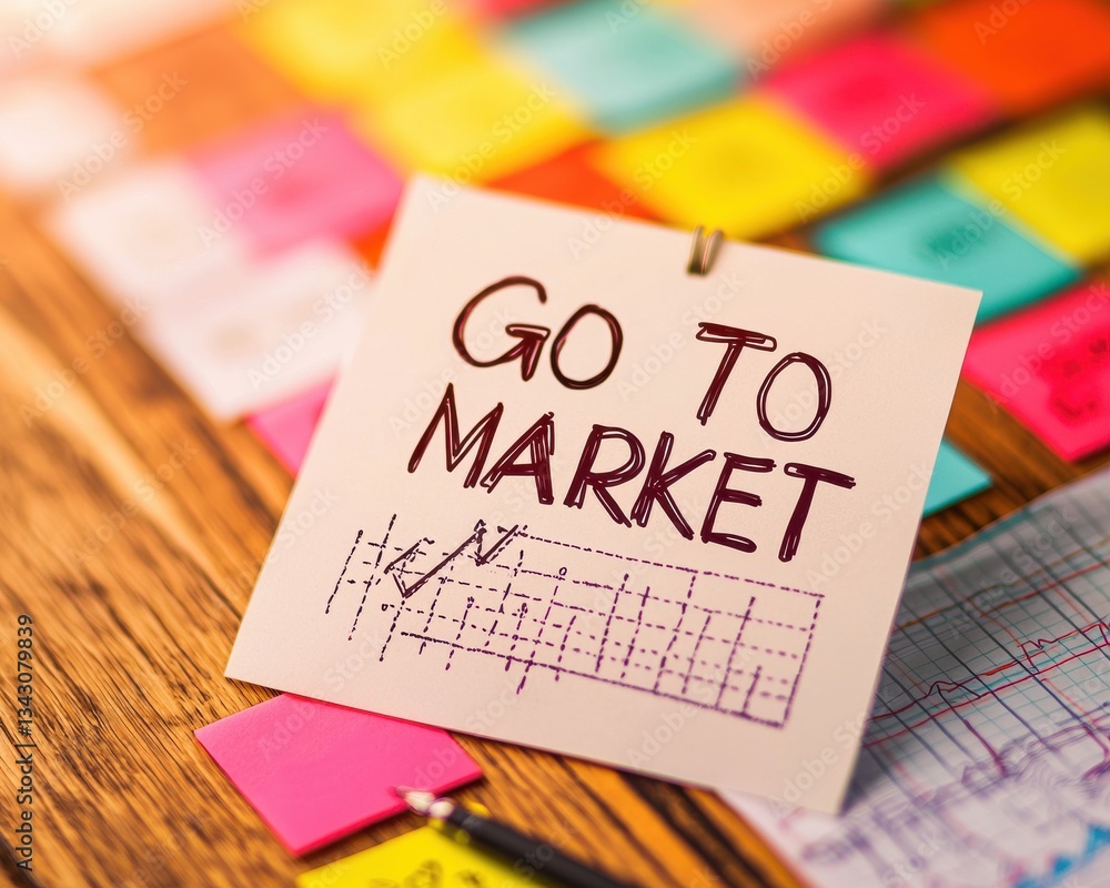 Poster startup success execution competition concept. sticky note with 