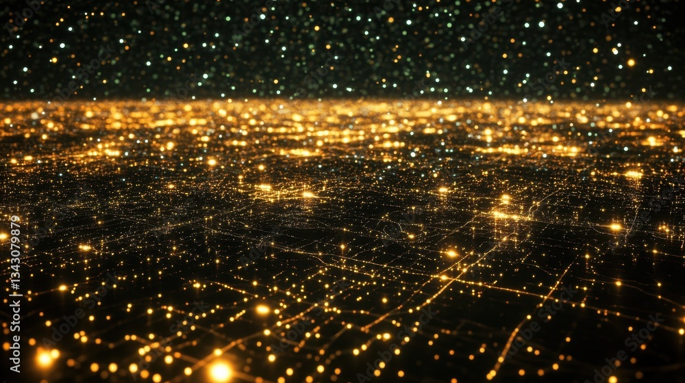 Poster 3d rendering of internet technology vast network, a luminous data-driven web expanding infinitely in