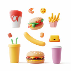 Assorted 3D Food Icons for Digital and UI Design