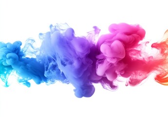 Fototapeta premium Colorful smoke cloud background, colorful abstract color clouds, color ink and paint flowing in water, colorful cloud decoration, white background