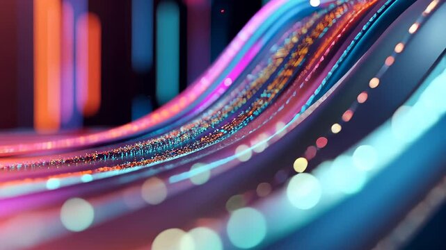 Vibrant Abstract Flowing Lines with Colorful Lights