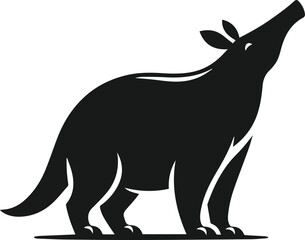 Aardvark standing on its hind legs and sniffing the air animal silhouette vector
