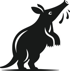 Aardvark standing on its hind legs and sniffing the air animal silhouette vector