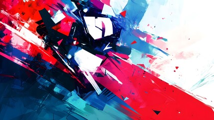 A vibrant abstract artwork using bold colors and geometric shapes