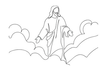 Jesus Christ Shepherd Online Drawing Heavenly Clouds Lamb Faith