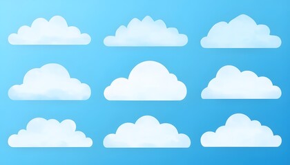 Serene White Clouds Grid Illustration on Calm Blue Background Virtual Backgrounds
