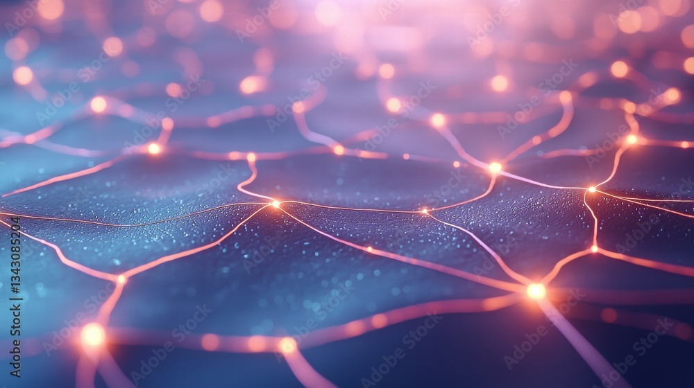 Poster innovative network or node diagram abstract network diagram with glowing lines and nodes, symbolizin