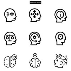 mental health vector art icon set. on white background.