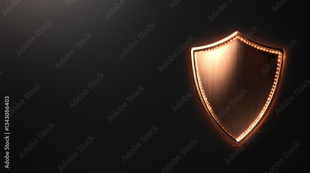 Poster cyber lock and shield icon a metallic lock icon with a glowing shield, symbolizing data protection, 